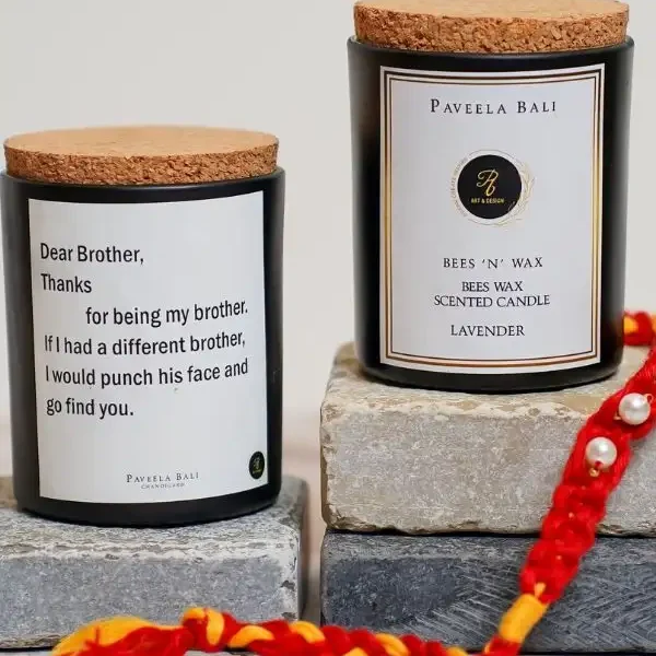 Beeswax Scented Candle With Quote - Lavender (200 g)