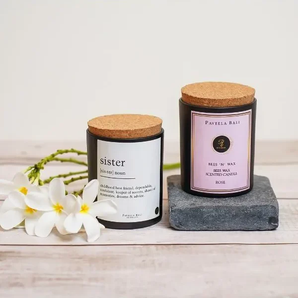 Beeswax Scented Candle With Quote - Rose (200 g)