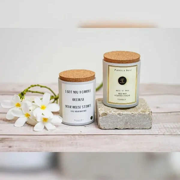 Beeswax Scented Candle With Quote - Vanilla (200 g)