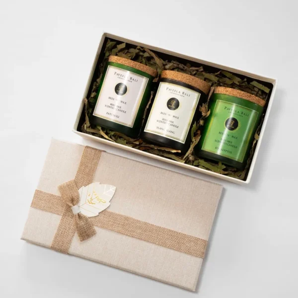 Pure Beeswax Candle Gift Box – Set of 3